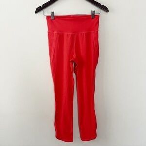 Free People Leggings Womens Activewear Neon Pink Cut Out Side Size Small Cropped